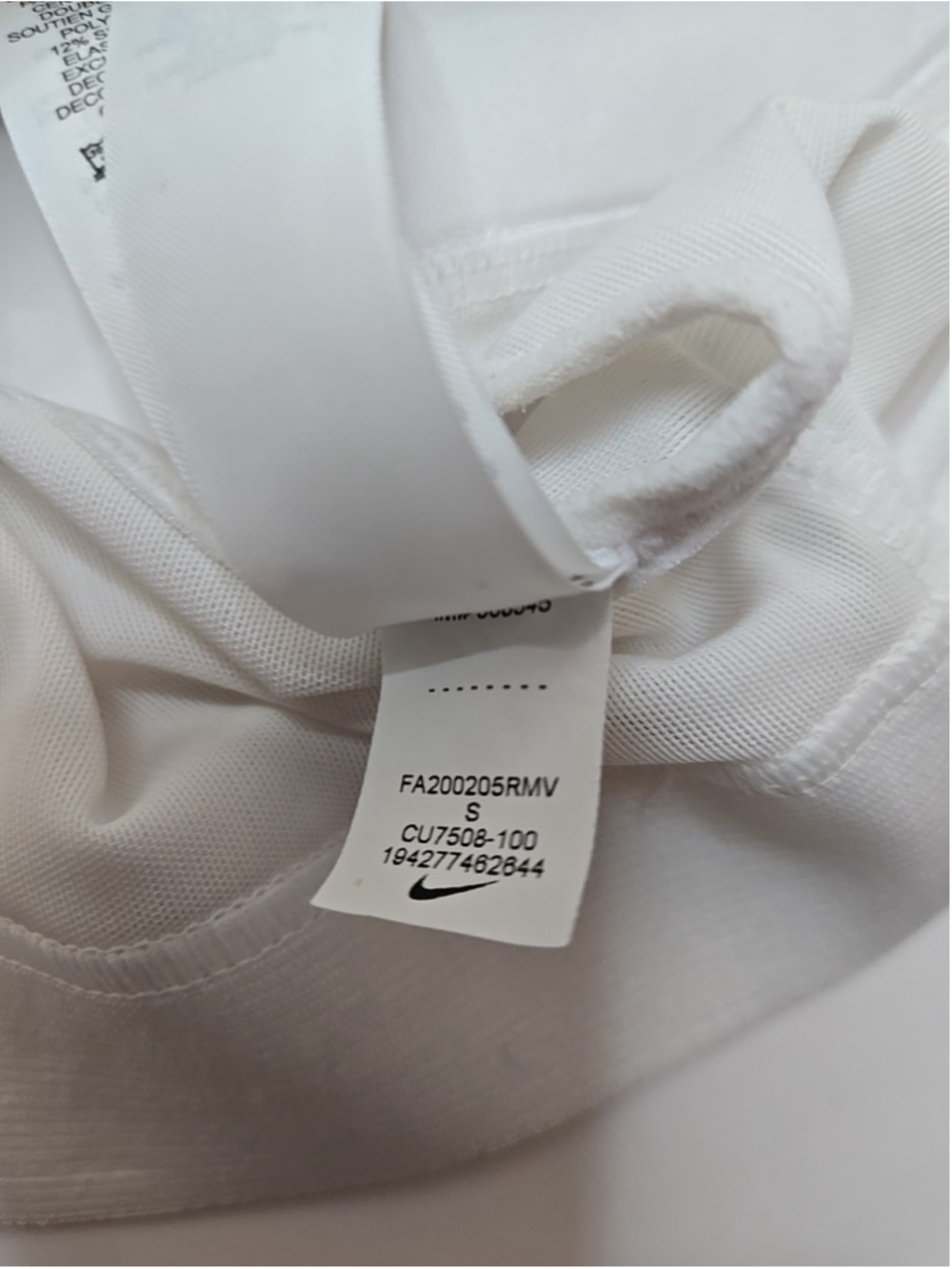 Nike Dri-Fit Small White High Support Sports Bra Mesh Cup Adjustable Run Club - Picture 9 of 9